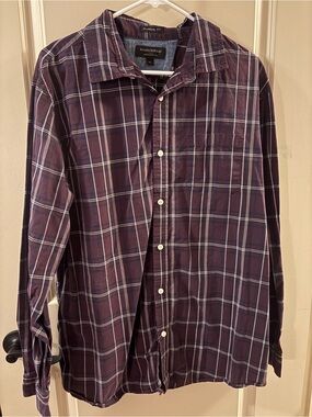 Banana Republic Men's Purple Plaid Long-Sleeve Button-Down Shirt